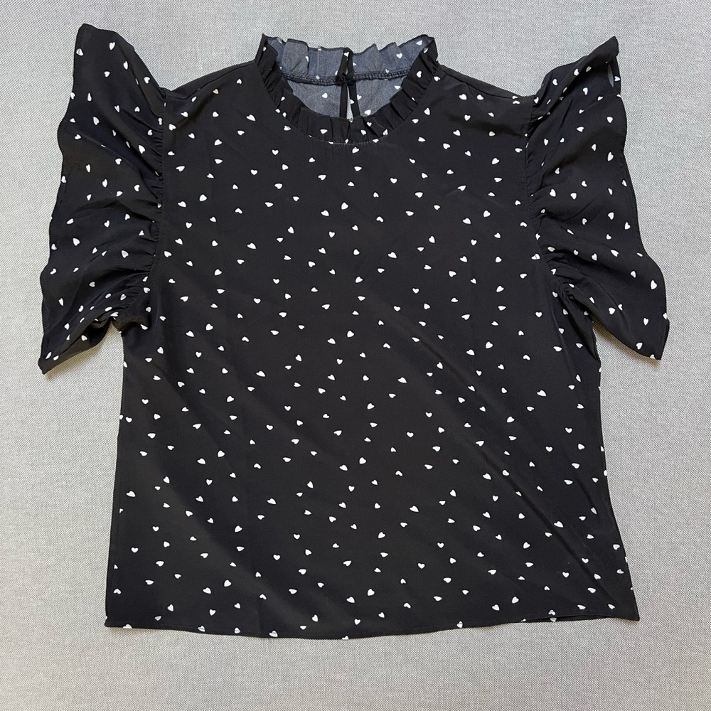 Women’s Black Top With Ruffle Sleeves